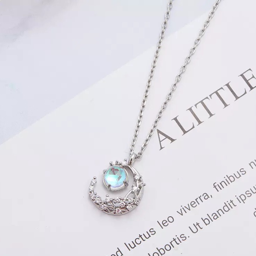 S925 Sterling Sliver Crystal Moon Opal Choker - Picture 5 of 6